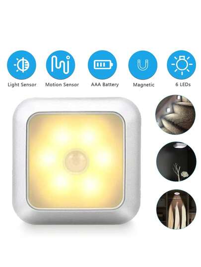 1PC/ Induction LED Night Light, Square Battery Box Power Supply, Magnetic Suction, Lightweight Compact, Easy To Place, Integrate Into Various Home s. Intelligent Human Body Sensing ation, Courtyard Room Wand ation view 11