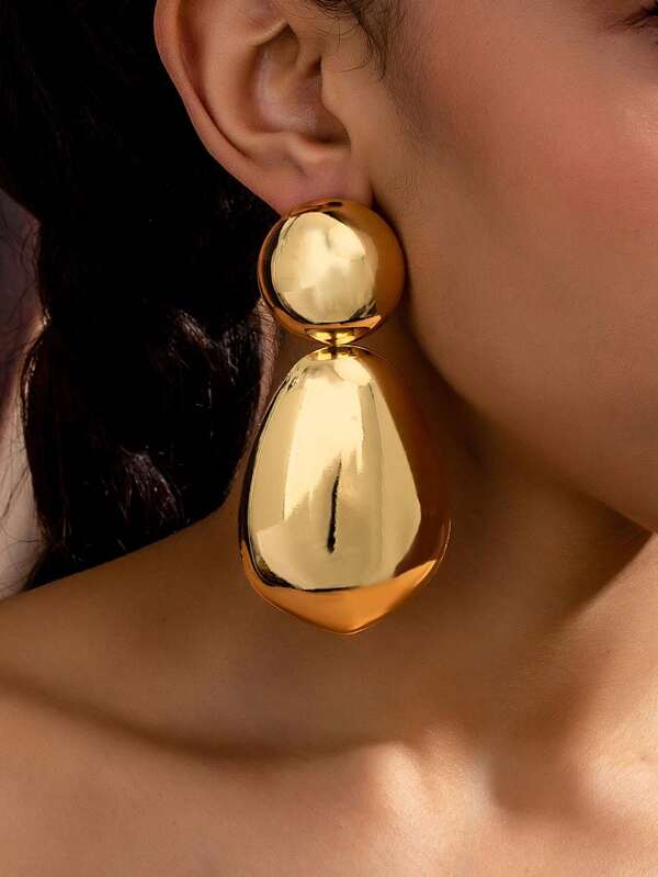 Unique Geometric Glossy Teardrop Stud Earrings, Suitable For Women To Wear At Parties, Gatherings And Daily Occasions As Gifts