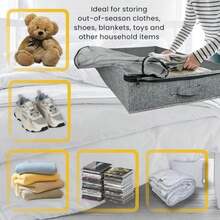 VERSAINSECT Low Under Bed Storage 5 inches high, 33.8"x 17.7"x 5.1", Gray Sturdy Underbed Shoe Storage Organizer, Foldable Fabric Under Bed Storage Bins - Pack of 2(Gris) - Multicolor - Ver 5