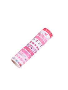 12 Rolls/Box, Romantic Pink Valentine's Day Washi Tape, Creative Plant Flower & Heart Pattern Stitching Sticker Roll, DIY Photo Album & Holiday Party Decorative Sticker Roll Diary Scrapbook Decorative Tape - Multicolor - View 10