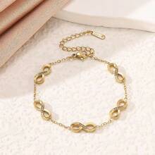 18k Gold Plated Titanium Steel Infinity Jewelry Set, Includes Cubic Zirconia - Stainless Steel Necklace, Bracelet, Earrings, Suitable For Women, Symbol Of Eternal Love, Fashion Accessory Set