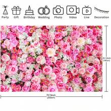 1 pieza Decoración de fondo de banner para fiesta temática de San Valentín con rosa rosa romántica - 82.7 * 59.1/70.87*53.15/59.1 * 39.4/39.4 * 29.5 pulgadas, decoración temática de fiesta de San Valentín Feliz para parejas, aniversario, fondo de fotografía, suministros de fiesta de San Valentín, accesorio de estudio de fotografía - Multicolor - Ver 15