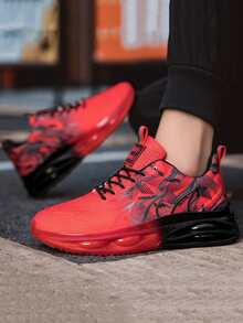 Plus Size Men's New Breathable Running Shoes, Versatile Fashion Casual Comfortable Sneakers, Outdoor Simple Increase Height Sports Shoes, Classic Chunky Sneakers For Teenagers - Red and Black - View 13