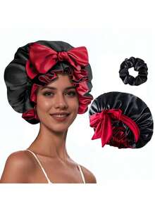 Women's Silk Sleep Cap, Printed Double-Layer Satin Sleep Cap, Satin Hair Wrap, With Drawstring And Adjustable Tie, Suitable For Curly Hair - Multicolor - View 10