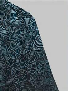 Men's Retro Style Printed Kimono Cardigan, Casual 100% Polyester Woven Shirt, Collarless Design, Regular Fit For Summer - Ideal Gift, Comfortable Outerwear | Vintage Pattern Shirt | Machine Washable - Dark Green - View 5