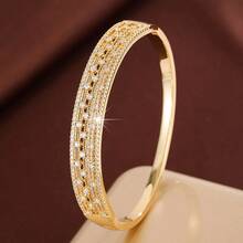 1pc Minimalist Geometric Line Starry Sky Shape Design Inlaid With Cubic Zirconia Women's Fashion Bracelet - Multicolor - View 14