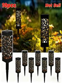 10/8/6pcs Solar-Powered Outdoor Lawn Lights With Auto On/Off Sensor, IP44 High Quality Landscape Lighting, 500mah,Solar Garden Lights With, For Pathway, Patio, Yard, Camping, Driveway - Energy-Efficient LED Landscape Lighting, Solar Garden Lights Outdoor High Quality, Pathway Illumination, Patio Decor, Sleek Design, Durable Plastic, Weatherresistant Construction, Patio Decorators, Minimalist Design, Longlasting Material, Home Gardeners, Walkway Accent, Outdoor Decor Enthusiasts, Backyard - 暖光 - 查看 12