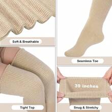 Plus Size Thigh High Socks For Thick Thighs Women- Thigh Highs Widened Extra Long Thick Knit Socks,28431941 - 杏色 - 查看 6