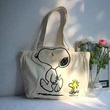1个新款卡通时尚史努比帆布单肩包休闲可爱大容量包（款式随机）沙滩周末包