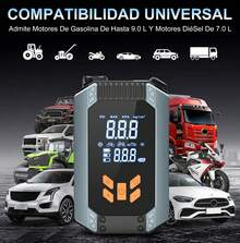 Compresor de Aire Portátil, Bomba Infladora Con Pantalla LCD, 150 PSI, Arrancador de Bateria de Auto portatil con compresor de Aire, Cargador de Bateria de Auto, Inflador Electrico para Inflar y Presurizar Bicicletas, Autos, Motos y Balones - Negro - Ver 1