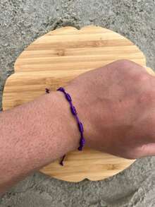Adjustable Bracelet With 7 Knots In Various Colors - Protection Amulet - 紫色 - 查看 2
