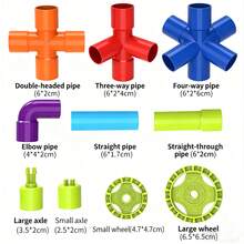 Tecforood DIY Pipe Building Blocks Toy Set, Large Thick Pipe Construction Kit, Creative Assembly Design, Portable Interlocking Building Blocks Puzzle, Inspiring Imagination, Enhancing Brain Power, Providing Hands-On Building Experience, Ideal For Skill Development, Stress Relief And Team Building Activities, Also Perfect For Home And Office Decor. - Multicolor - View 5