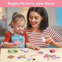 Kit de Pintura de Diamantes para Nios, 15 Painting y 50 Pegatinas, Pegatinas de Pintura de Diamantes con Herramientas de Pintura, Llaveros Artes y Manualidades para Nias Sirena - Unicornio - Ver 8