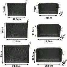 6 Bolsas de Malla para Maquillaje Bolsa de Malla para Cosmticos Bolsa de Viaje Porttil con Cremallera para Organizar Bolsas de Maquillaje para Artculos de Tocador para Hogar Accesorios Negro - Negro - Ver 8