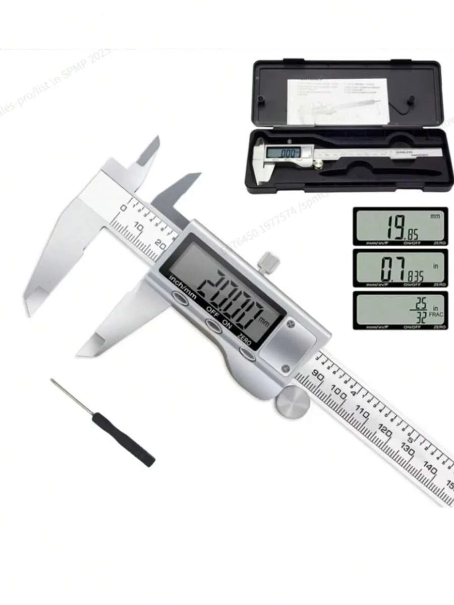 0-150mm Digital Caliper, Stainless Steel, Large LCD Display, Metric/Imperial Conversion, 0.01mm Precision, Battery Powered, Suitable For Jewelry DIY And Screw Measurement - Multicolor - View 1
