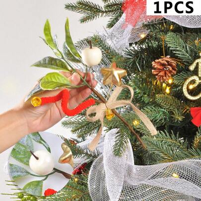 Christmas Artificial Berry Twig DIY Crafts Christmas Berries Picks With Bell For Tree Ornaments, Vase Decoration