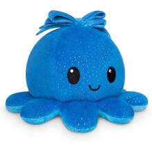 TeeTurtle - Reversible Octopus Plushie - Pink + Aqua - Cute Sensory Fidget Stuffed Animals That Show Your Mood, 4 Inch - Lấp lánh xanh + Nơ lấp lánh xanh nhạt - Xem 1