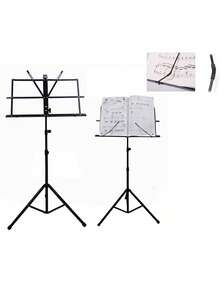 Atril / Soporte plegable para Partituras, Base para Hojas de 46 cm de Largo 26 cm de Alto. Trípode de Aleación de Aluminio, Altura ajustable 64cm Mínimo - 140cm Máximo con Bolsa para Transportar - Negro - Ver 3