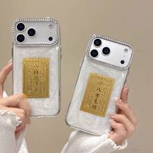 【新たに登場したもの】【Apple compatible with iPhone 12/13/14/15/16/17 Pro Air Promax対応】このスマホケースは、セメントホワイトのメッキ加工されたキラキラレンズフレームと、輝くゴールデン箔が特徴で、財運と繁栄を呼び込むようにデザインされています。 - 八 - チェックする 3