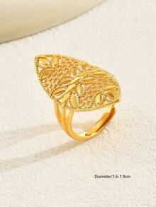 1pc European And American Fashion Abstract Vintage Asymmetrical Pattern Minimalist Adjustable Open Ring For Women - B - View 6