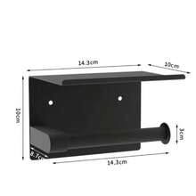 Toilet Paper Holder With Phone Shelf, Self Adhesive Aluminum Tissue Roll Dispenser For Mega Roll, Wall Mounted Toilet Paper Roll Holder For Bathroom - màu đen - Xem 2