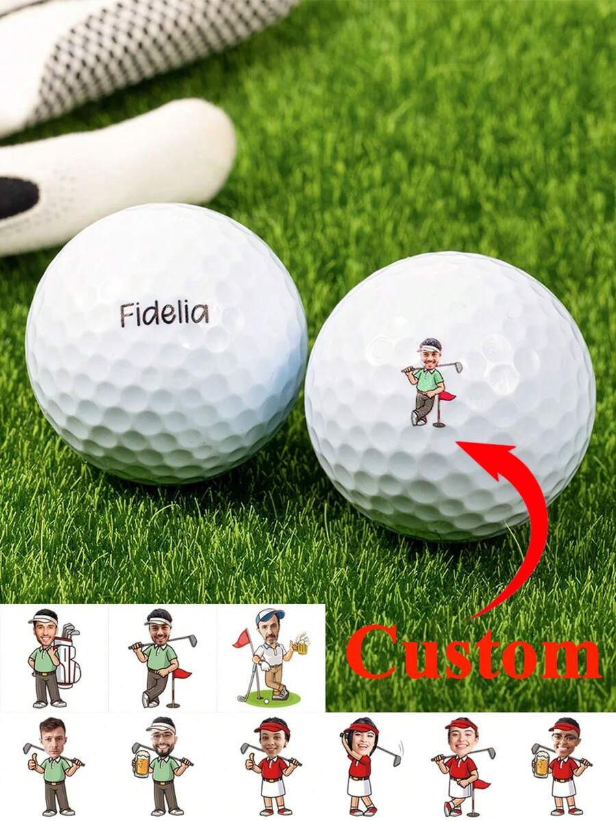 1pc Customized Photo Golf Ball, Personalized Golf Ball, Men's Customized Photo & Name Golf Ball, Couples Customized Photo Golf Ball, Personalized Face Golf Ball, Can Be Customized As Valentine's Day Gift, Funny Men's Golf Ball, Exquisite Customized Gift Suitable For Him/Her, Dad, Mom, Friends, Grandpa, Unique Father's Day Gift, Housewarming, Elegant Living, Artistic Living - Multicolor - View 1