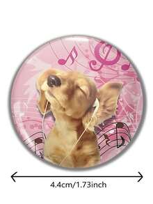 1 pieza Insignia de con diseño de perro musical lindo de 4,4 cm/1,73 pulgadas, broche de botón, adecuado para colocar en ropa, bolsos, mochilas, regalo divertido para amigos y familiares - Multicolor - Ver 2