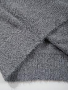 Pull tricoté ample et décontracté à couleurs contrastées, unisexe. Chaud pour l'automne et l'hiver, style coréen, design minimaliste, manches longues col rond - Gris - Voir 8