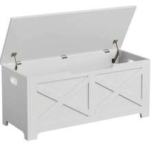 Blanco Nube Baúl de Almacenamiento Estilo Rústico con Bisagras de Banco Multiusos para Entrada Dormitorio Sala - Blanco - Ver 3