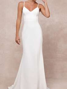 Enchanting Spaghetti Strap Chiffon Wedding Gown - Perfect For Christmas, Halloween, Weddings, Proms & Birthdays - 白色 - 查看 5