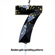 1 vela de aniversário preta com glitter dourado - Design com números brilhantes para festas em ambientes fechados, cera de alta qualidade de queima rápida, perfeita para bolos e comemorações, velas de aniversário para bolo, acessórios para festas, design festivo de vela - Preto - Ver 15
