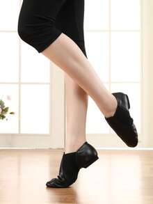 Giày khiêu vũ Jazz bằng da mềm, giày bệt màu đen nhẹ, giày ba lê, giày yoga. - màu đen - Xem 3