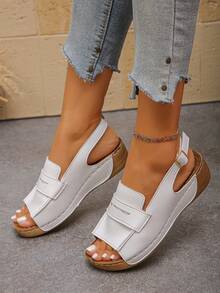 Nuevas sandalias de plataforma con hebilla y diseño calado para mujer, suela gruesa ligera y suave - Blanco - Ver 3