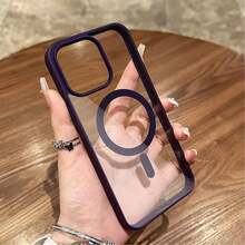 透明磁吸手机壳，兼容 17 Pro Max、16、15、14、13、12、11 Pro Plus Max、Mini 7、8、SE、16e、7P、X、XR、Xs Max，防震保护套，兼容三星 S25 Ultra、S24 Ultra、S23 FE、S22+，国际版，非国内版 - 暗紫色 - 查看 3