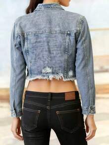 Casual Y2K Women's Fashion Matching Half-Length Jacket Highlights The Figure - Blue - View 3