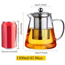 1pc 304 Stainless Steel Glass Teapot, Heat-Resistant With Filter, Suitable For Home, Restaurant, Office And Camping, For Beverage Supply In Summer And Winter Back To School - Multicolor - View 15