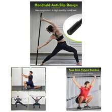 Yoga Stick, 5ft Exercise Stick Mobility, Stretching Stick With Non - Slip Ends, Exercise Dowel Pilates, Balance Pole And Stretch Bar Stretching Equipment - 1 PCS 58 Inches Natural Bamboo Black - View 1