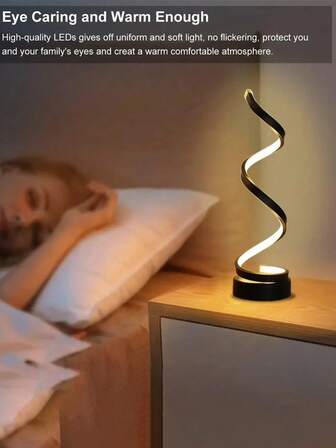 1pc Modern Minimalist Spiral Patterned Desk Lamp With Three Color Changes, Suitable For Creative Decoration, Atmosphere Lighting, Night Light In Living Room, Bedroom, Dining Room, Bedside, Etc