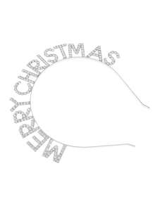 1 szt. Błyszcząca opaska z literką "WESOŁYCH ŚWIĄT" z kryształkami, kolorowy dodatek na imprezę świąteczną dla kobiet, opaska do włosów - Wielokolorowe - Zobacz 9