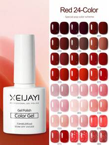 XEIJAYI 24色7.3ml红色凝胶指甲油半永久UV凝胶指甲油,适用于美甲,可卸UV/LED指甲油,DIY美甲,家用美甲沙龙礼物,女士适用 - 彩色 - 查看 2