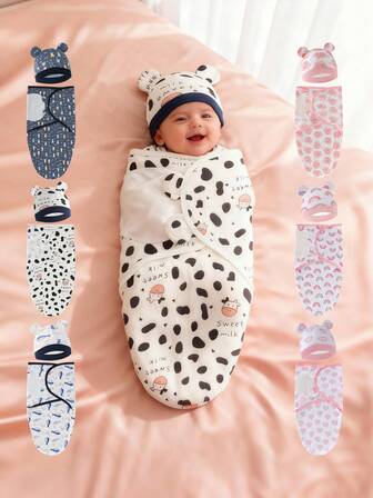 一套柔软纯棉新生儿襁褓毯，男女宝宝均适用，易于使用和包裹，适合0-3个月的婴儿，适合作为各种场合的礼物，是新生儿必备用品的理想之选。