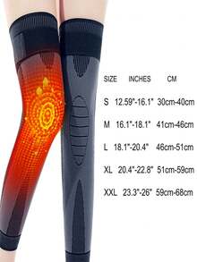 A Pair,Self-Heating Knee Braces With Acupressure Massage And Shaping Functions, Equipped With Non-Slip Straps And Full-Length Compression Leg Sleeves. Suitable For Winter Use; Suitable For Sports Such As Basketball And Cycling; Unisex, Size XXL. - XXL:23.3"-26" 59cm-68cm - 查看 5