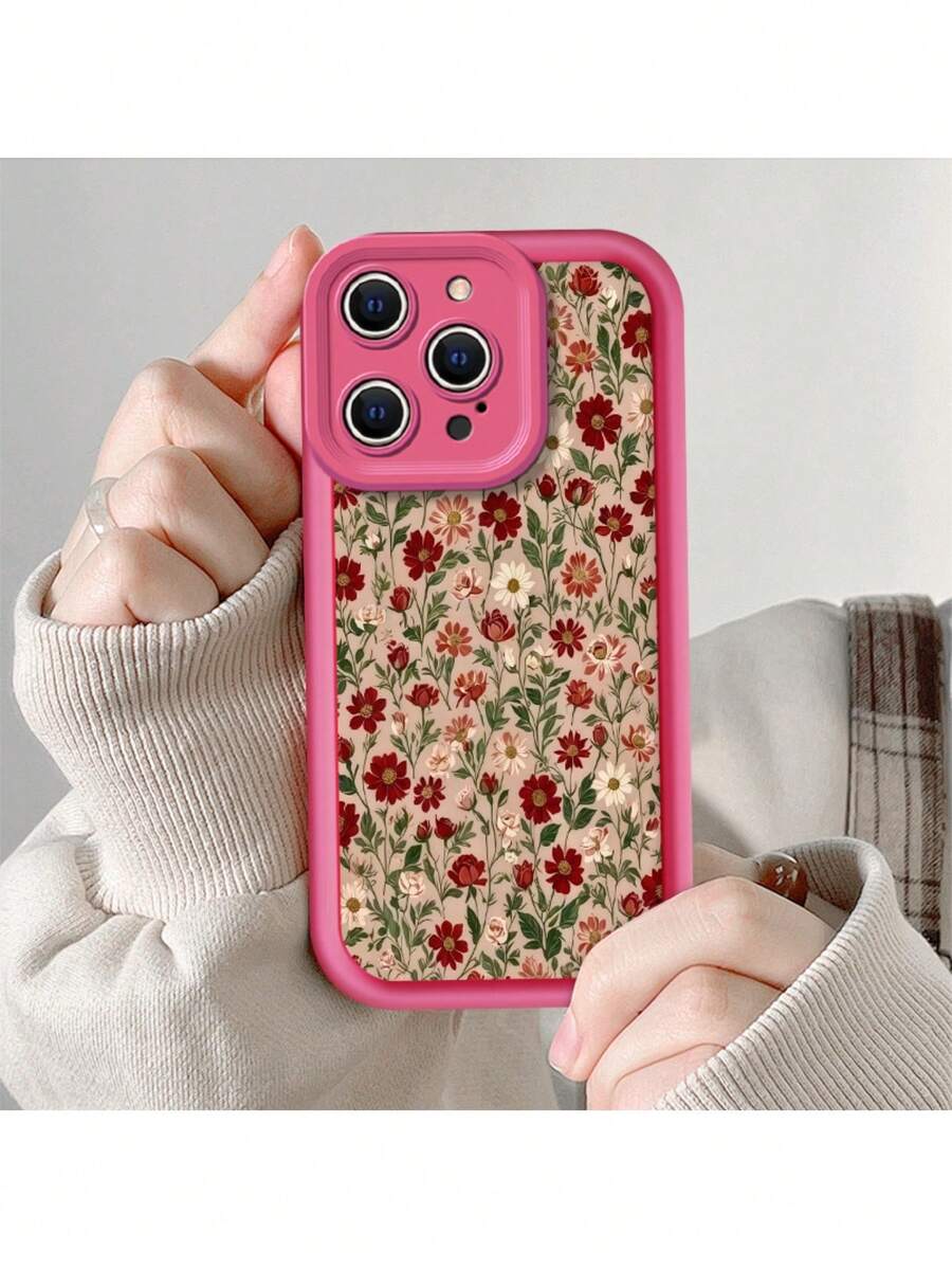 Funda protectora de teléfono con Floral Vintage Elegante Para Teléfono Celular regalo de moda minimalista interesante para hombres y mujeres, adecuado para iPh 16/15/15Pro/15ProMax/14/13/12/11/XsMAX, iP 17,  Max Series,A14/A15/S23 Ultra/A50/A12/A32/A52/A72/A51/A21S/A13/A14/S22 Ultra/S23/A33/A53/S20 FE,Protección completa contra caídas, resistencia a impactos y prevención de rayaduras,diseño creativo y de moda para hombres y mujeres - Rosa chicle - Ver 1