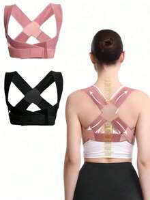 1/2 piezas Corrector de postura ajustable, soporte ligero y transpirable para espalda y hombros, corrector de clavícula anti-joroba unisex, cómodo de usar debajo de la ropa, corrector de postura para fitness, regalo para Navidad y Día de San Valentín - Rosa [M] 1 unidad - Ver 10