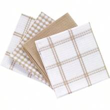 T-fal Textiles - Juego de 4 paños de algodón para Cocina diseño wafle Plano Breeze Arena Paquete de 4 1 - Arena - Ver 2