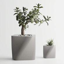 ORIZZONTE Modern Square Decorative Vase With Slanted Spiral Texture – Geometric Design For Succulents And Small Indoor Plants – Home/Office Gift Idea – Available In 2 Sizes – 100% Made In Italy, Shipping From Italy - Grey - View 11