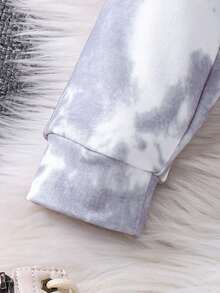 3件套少女街头风扎染印花连帽衫卫衣、吊带背心和长裤套装，秋冬季 - 灰色 - 查看 11