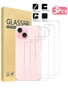 3pcs Tempered Glass Back Cover Screen Protector, Compatible With 15-Inch And 6.1-Inch Devices [9H Hardness]. High-Definition Tempered Glass Back Film, Scratch-Resistant, Easy Installation, Crystal Clear, Suitable For Most Screen Protectors. Perfect Birthday Gift For Family And Friends. Practical Phone Accessory With Waterproof, Shockproof, Anti-Drop, Anti-Fingerprint And Full Coverage Design. - Clear - View 15