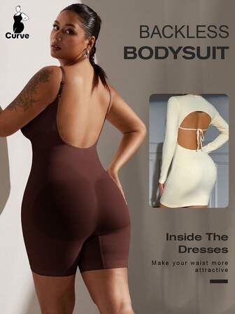 1개 플러스 사이즈 여성 섹시 백리스 바디수트, 쉐이프웨어 바디콘 쉐이퍼, 여름