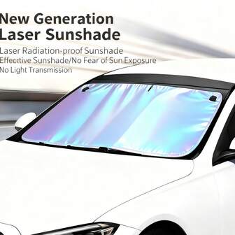 New Laser Rhombus Pattern Car Sun Shade, Interior Sun Visor Sunshade, Anti-UV Heat Insulation